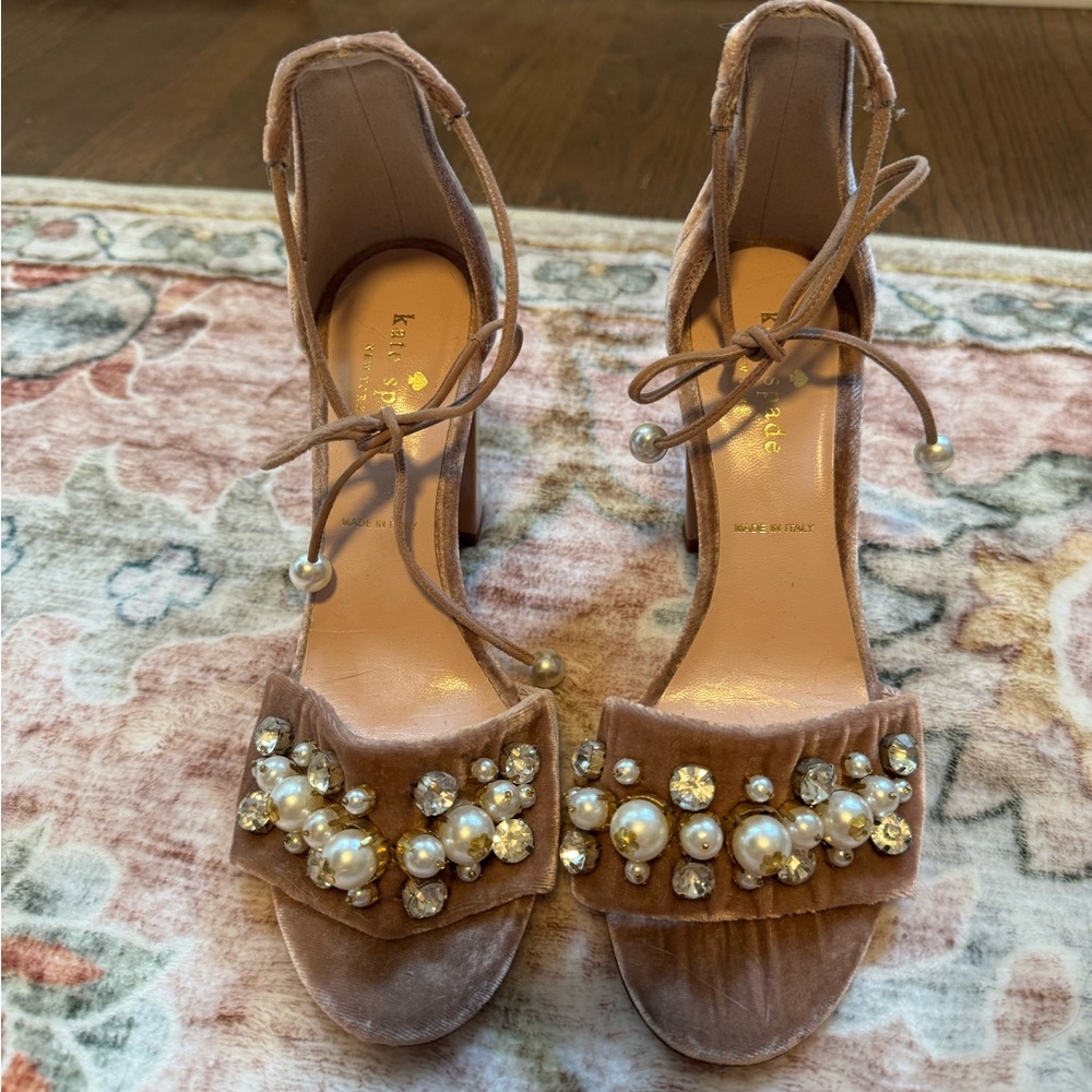 Kate Spade Pink Velvet Embellished Women's Heels